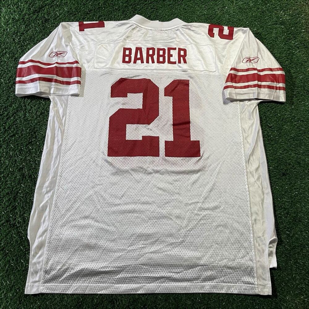 Vintage Reebok Tiki Barber #21 NFL New York Giants White Away Jersey Men's XL